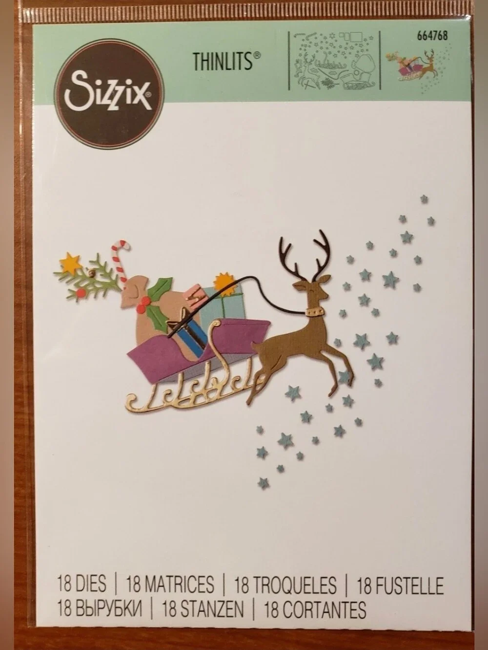 2 - Christmas Thinlits Sizzix Santa Slider 664773, Prancer 664768. 30 Dies.